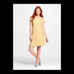 Mossimo Ribbed Striped Yellow & Grey T-Shirt Dress “S”